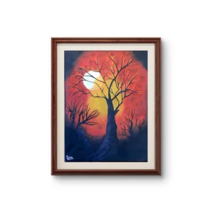 Full Moon Night Oil On Canvas Abstract Painting
